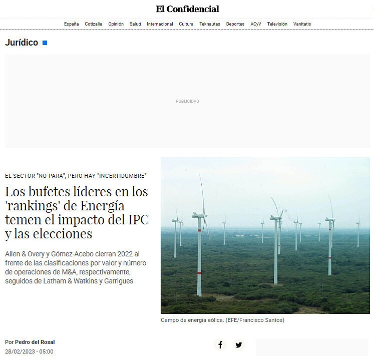 Los bufetes lderes en los 'rankings' de Energa temen el impacto del IPC y las elecciones